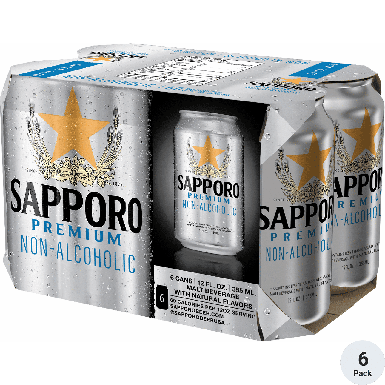 SAPPORO NON-ALCOHOLIC 6 CANS 12 OZ